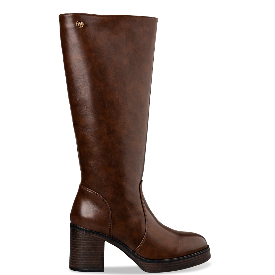 RIDING KNEE-HIGH BOOTS - Συνθετικό Δέρμα - ΚΑΦΕ - Μπότες | EnvieShoes