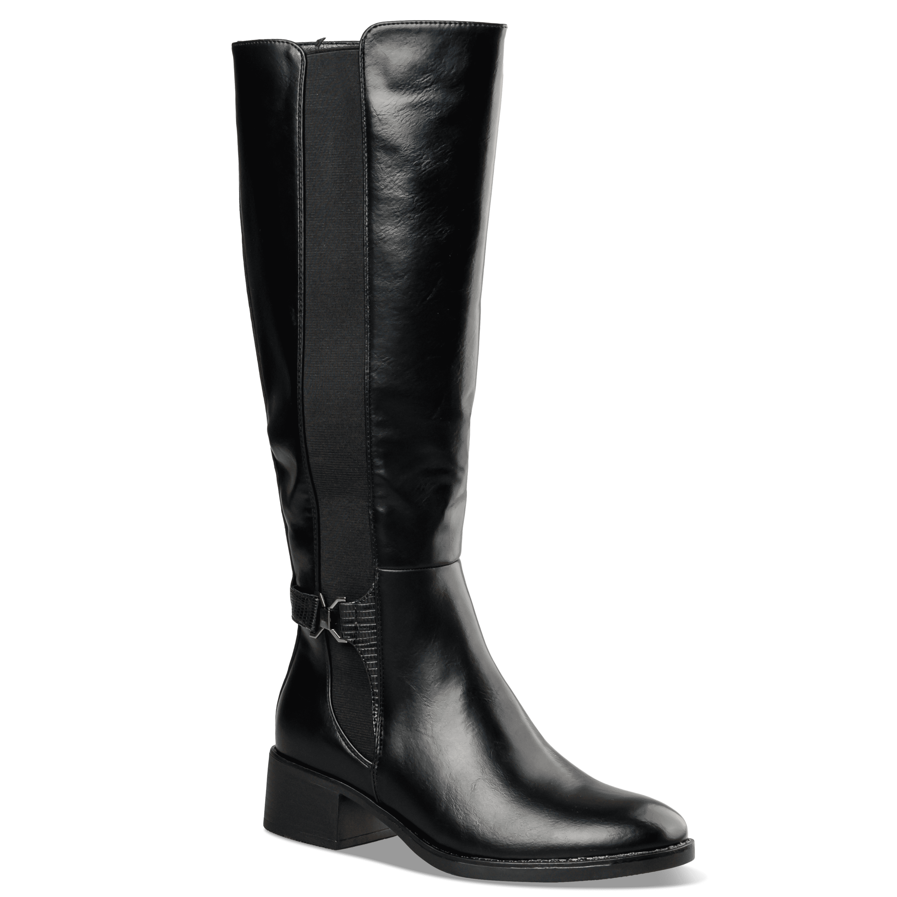 RIDING KNEE-HIGH BOOTS - Συνθετικό Δέρμα - ΜΑΥΡΟ - Μπότες | EnvieShoes