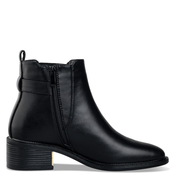  BUCKLE STRAP MID-HEEL BOOTIES - 4