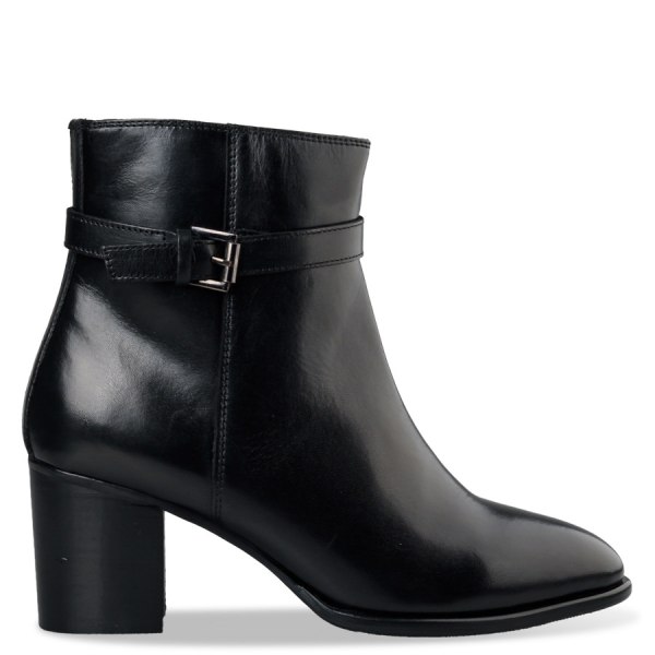 BUCKLE STRAP MID-HEEL BOOTIES