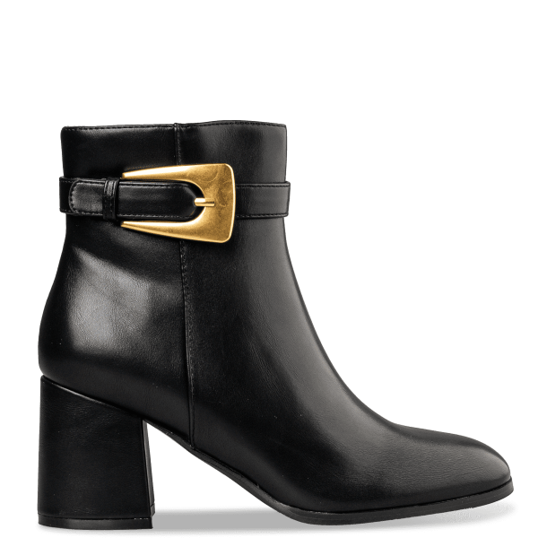 BUCKLE STRAP MID-HEEL BOOTIES