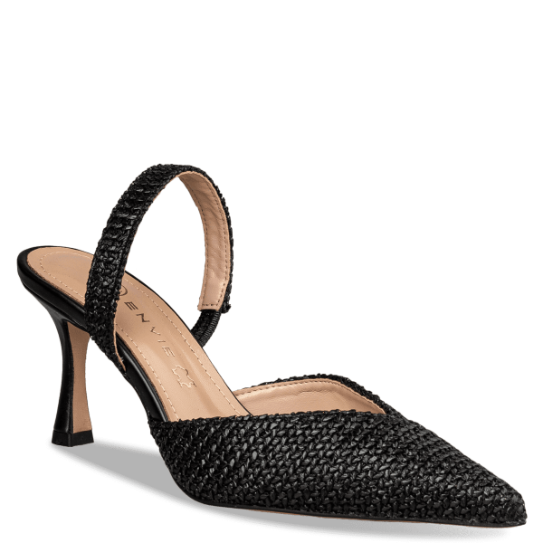 RAFFIA-EFFECT SLINGBACK PUMPS