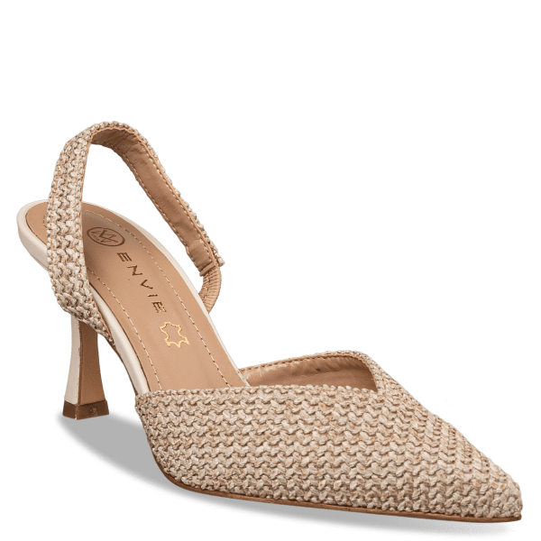 RAFFIA-EFFECT SLINGBACK PUMPS