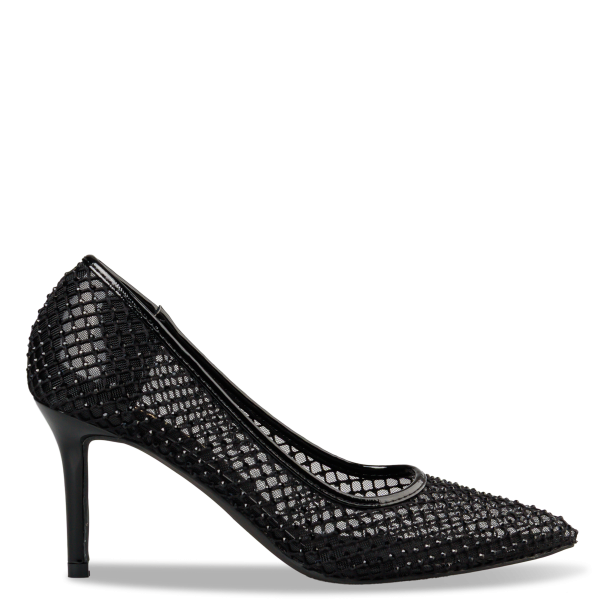 EMBELLISHED FISHNET PUMPS