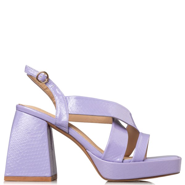 CROC-EFFECT PLATFORM SANDALS