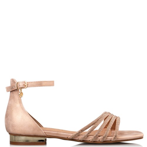  CRYSTAL EMBELLISHED FLAT SANDALS 2025